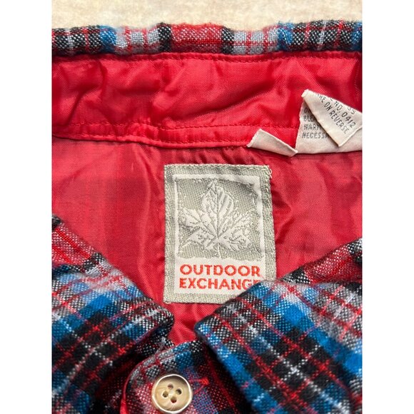 Vintage Outdoor Exchange Red Plaid Flannel Button Down Shirt Men's XL Tall - Picture 5 of 9